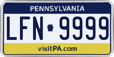 PA license plate LFN9999