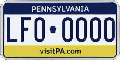 PA license plate LFO0000
