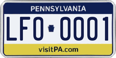 PA license plate LFO0001