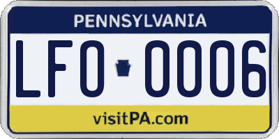 PA license plate LFO0006