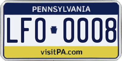 PA license plate LFO0008