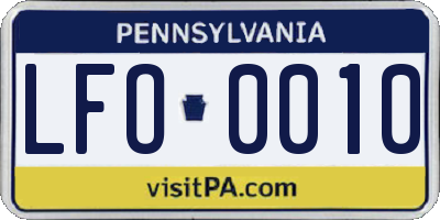 PA license plate LFO0010