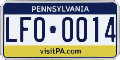 PA license plate LFO0014