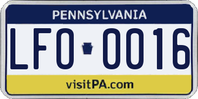 PA license plate LFO0016