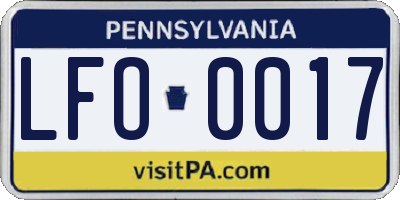 PA license plate LFO0017