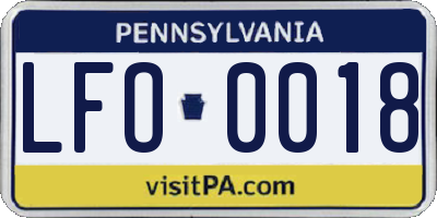 PA license plate LFO0018