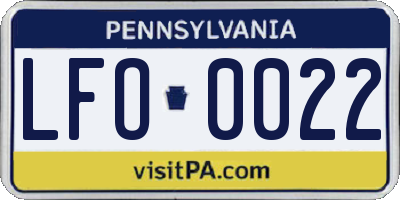 PA license plate LFO0022