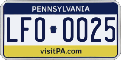 PA license plate LFO0025