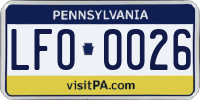 PA license plate LFO0026