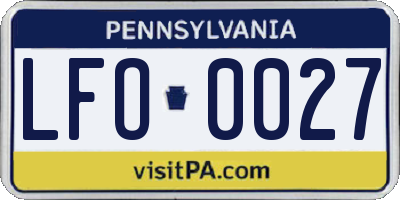 PA license plate LFO0027