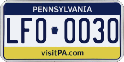 PA license plate LFO0030