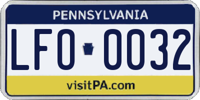 PA license plate LFO0032