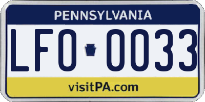 PA license plate LFO0033