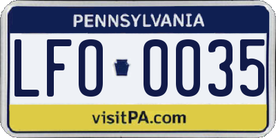PA license plate LFO0035