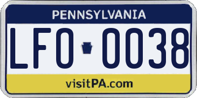 PA license plate LFO0038