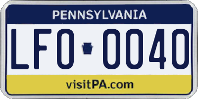 PA license plate LFO0040