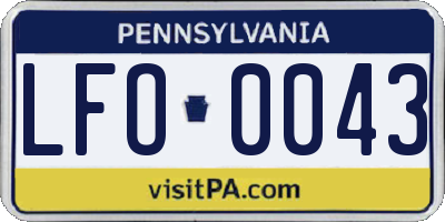 PA license plate LFO0043