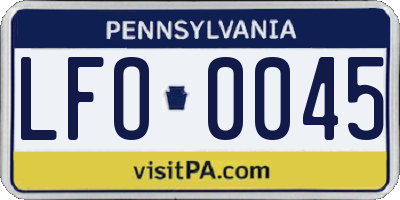 PA license plate LFO0045