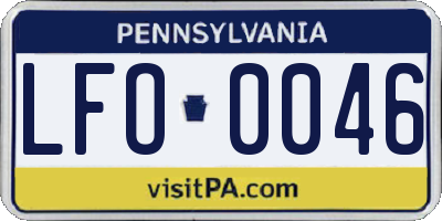 PA license plate LFO0046