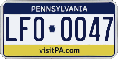 PA license plate LFO0047