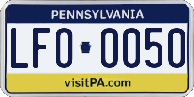 PA license plate LFO0050