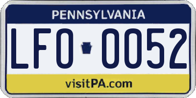 PA license plate LFO0052