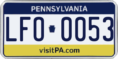 PA license plate LFO0053