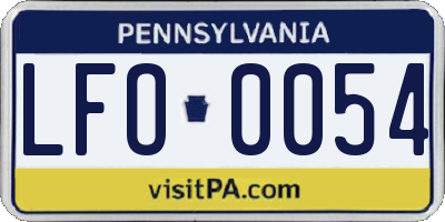 PA license plate LFO0054