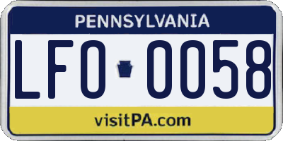 PA license plate LFO0058