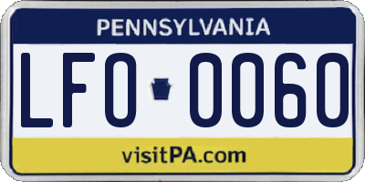 PA license plate LFO0060