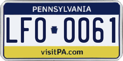 PA license plate LFO0061