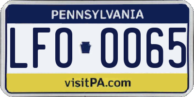 PA license plate LFO0065