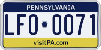 PA license plate LFO0071