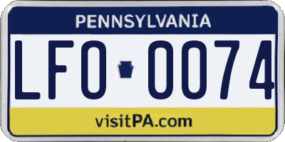 PA license plate LFO0074