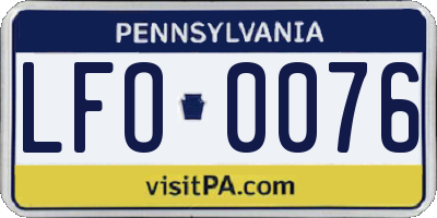 PA license plate LFO0076