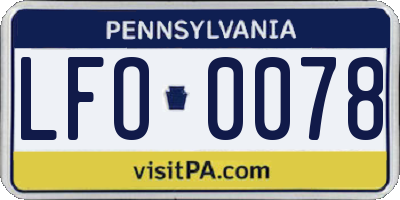 PA license plate LFO0078