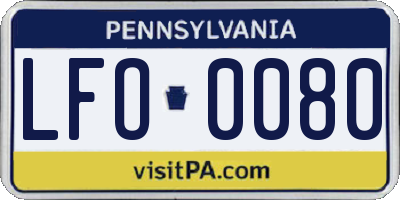 PA license plate LFO0080