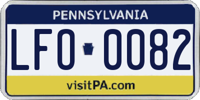 PA license plate LFO0082