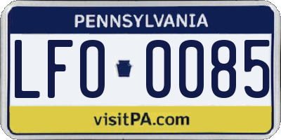 PA license plate LFO0085