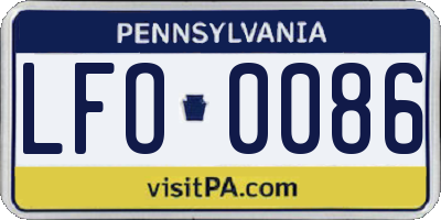 PA license plate LFO0086