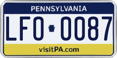 PA license plate LFO0087