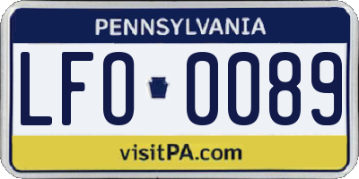 PA license plate LFO0089