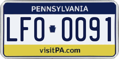 PA license plate LFO0091