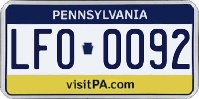 PA license plate LFO0092