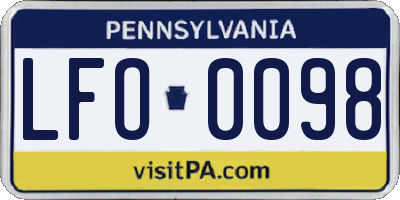 PA license plate LFO0098