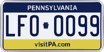 PA license plate LFO0099