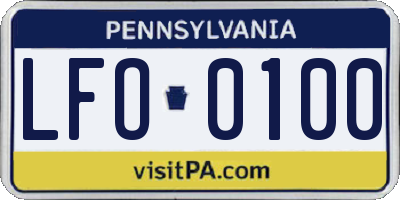 PA license plate LFO0100