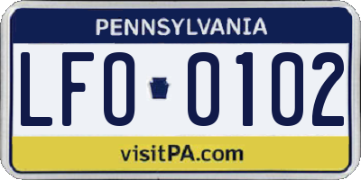 PA license plate LFO0102