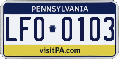 PA license plate LFO0103