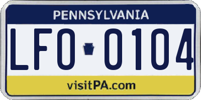 PA license plate LFO0104